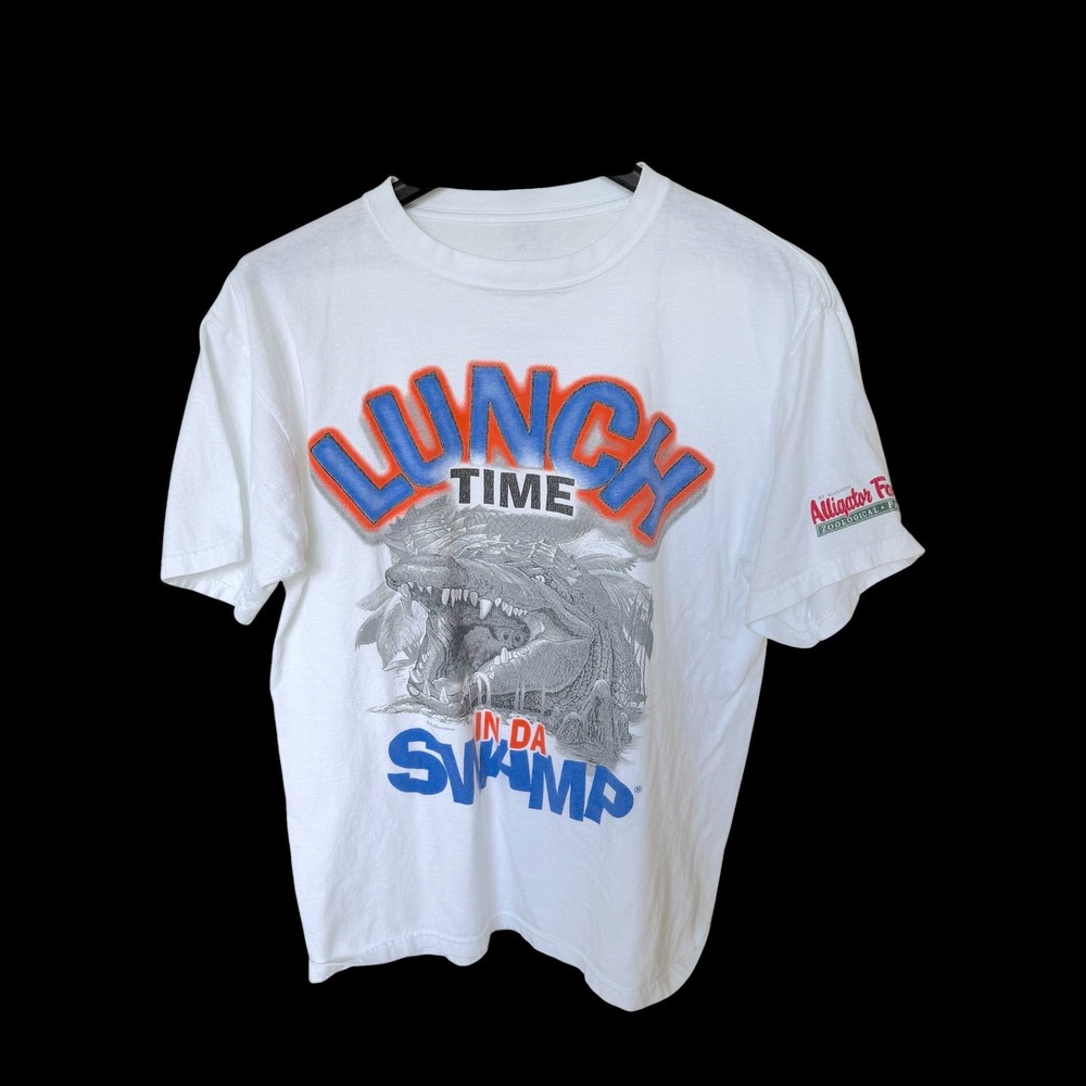 90's Florida Gators Lunch Time In Da Swamp T-Shirt White Med/Large No Sz Tag